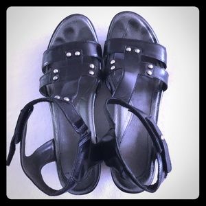 Naot black madras platform shoes